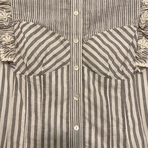 Rebecca Taylor Corset Striped Ruffled Top Size 8 - Picture 6 of 12